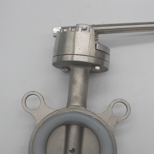 304不锈钢对夹式 16P手柄四氟阀门DN80 手动蝶阀201硅胶软密封D71X