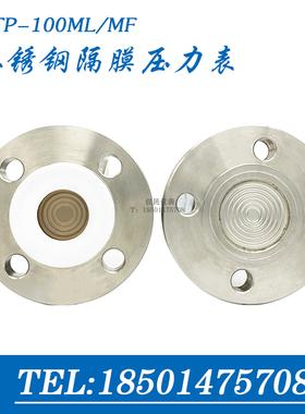 YTP-100ML MF 不锈钢隔膜压力表 膜片表 法兰隔膜表 衬四氟耐腐蚀