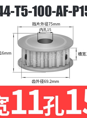T5-44齿 同步轮 T544齿 AF型 槽宽11/17 同步皮带轮 孔8-25齿轮