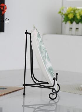 顺玉五金 欧式立式创意铁艺盘架三脚架茶饼展示架挂盘架子托底座