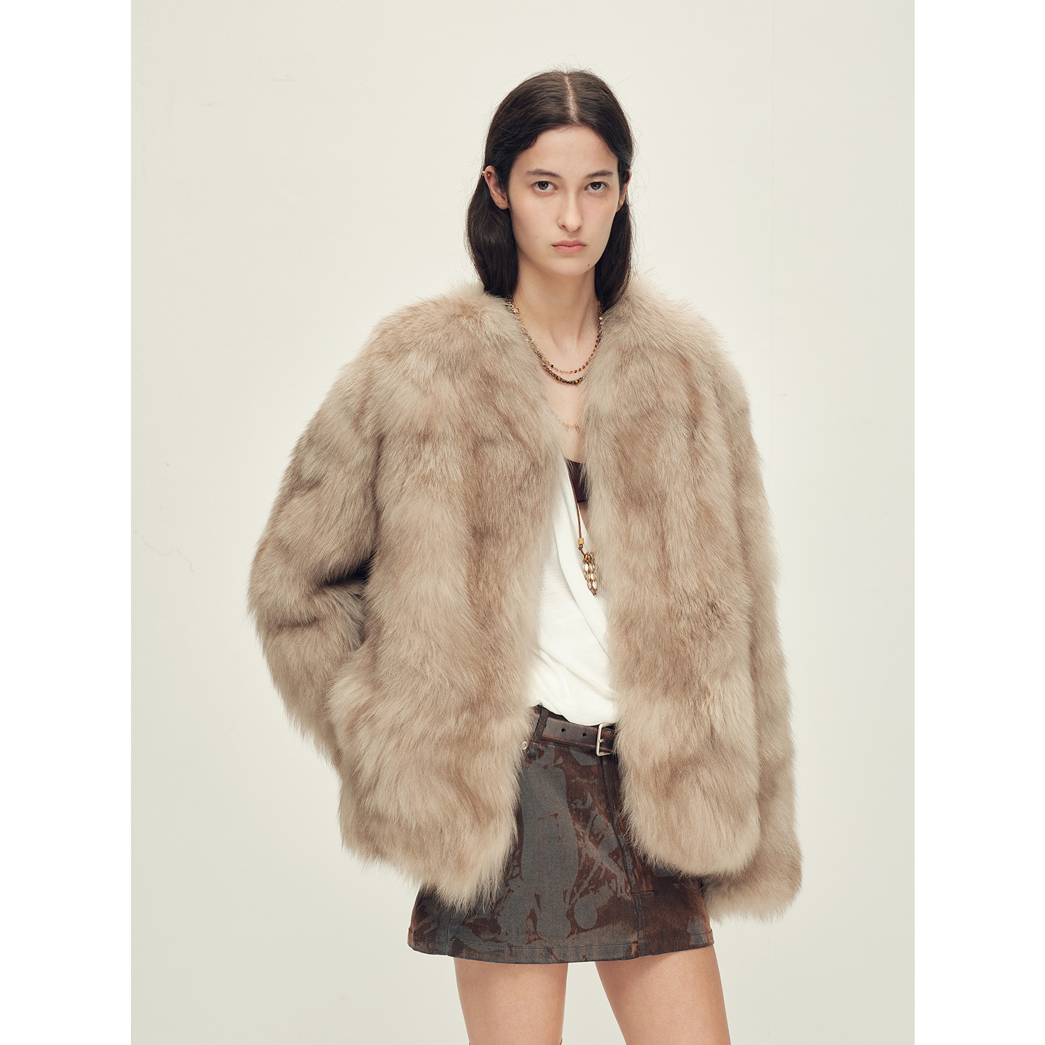 付智恩r狐狸毛进口皮草外套