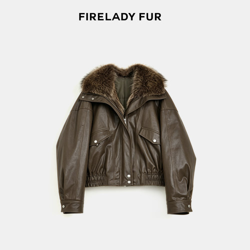 付智恩outlets 可拆卸貉子毛领90鹅绒皮草羽绒派克服女