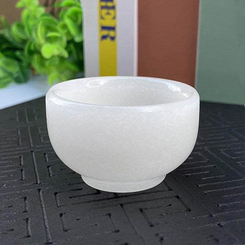 汉白玉杯子功夫茶具摆件小酒杯茶碗玉石货源会销礼品展会庙会地摊