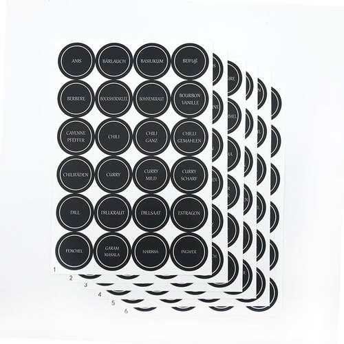 144贴防水德语调味贴纸 亚马逊香料标签 3.5cm圆形厨房标签