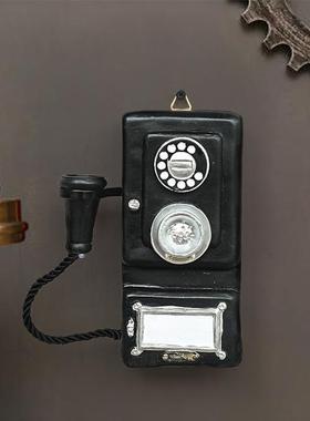 酒吧风格 老式复古做旧工艺摆件 壁挂式电话机模型