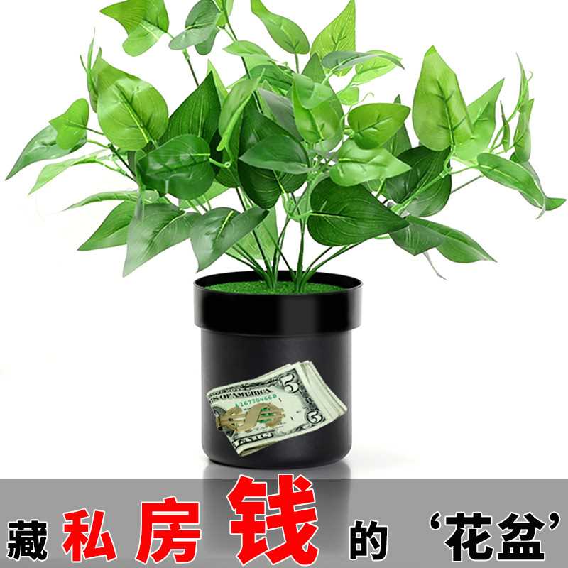 花盆存钱罐创意带锁铁盒保险密码储物箱子迷你储钱收纳盒藏钱盒