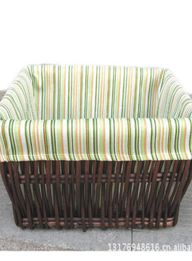 34443手工柳条编制柳编收纳筐 带条纹里布收纳篮