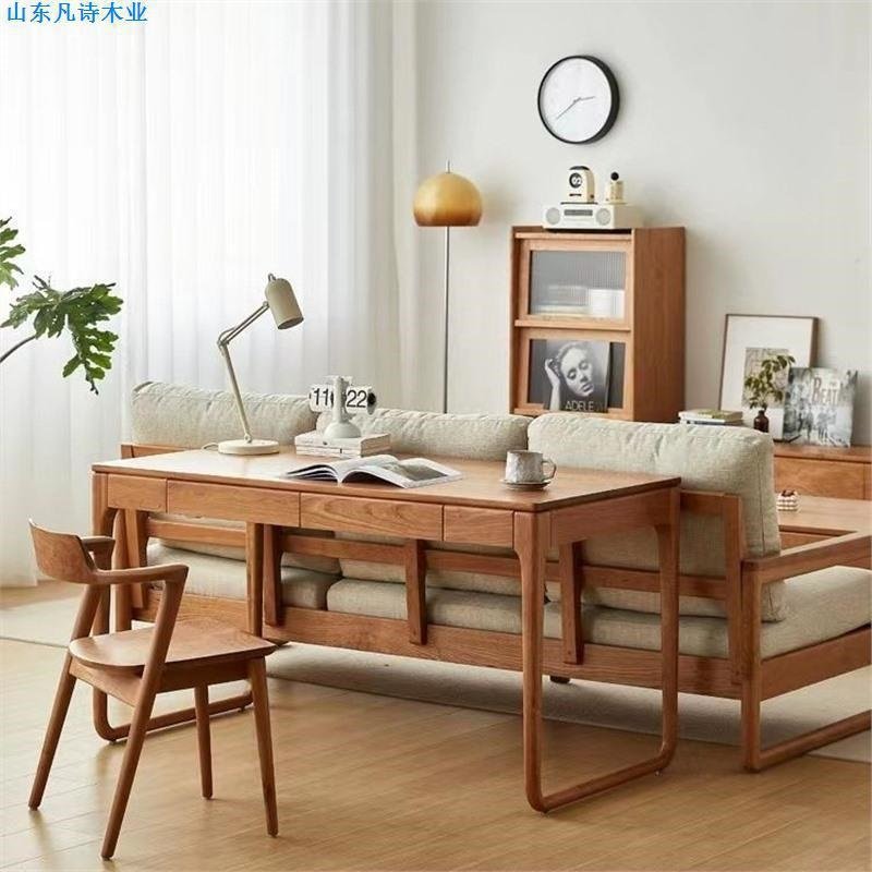 现代简约轻奢书桌全实木家用小户型餐桌写字台电脑桌樱桃木家具