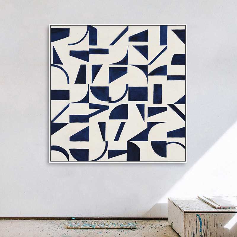 北欧客厅装饰画现代简约几何色块卧室挂画现代简约玄关艺术大幅画图片