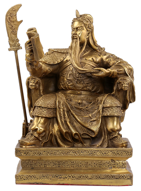 纯铜看书关公光神像 家居饰品开业礼品 大号武财神文关公摆件