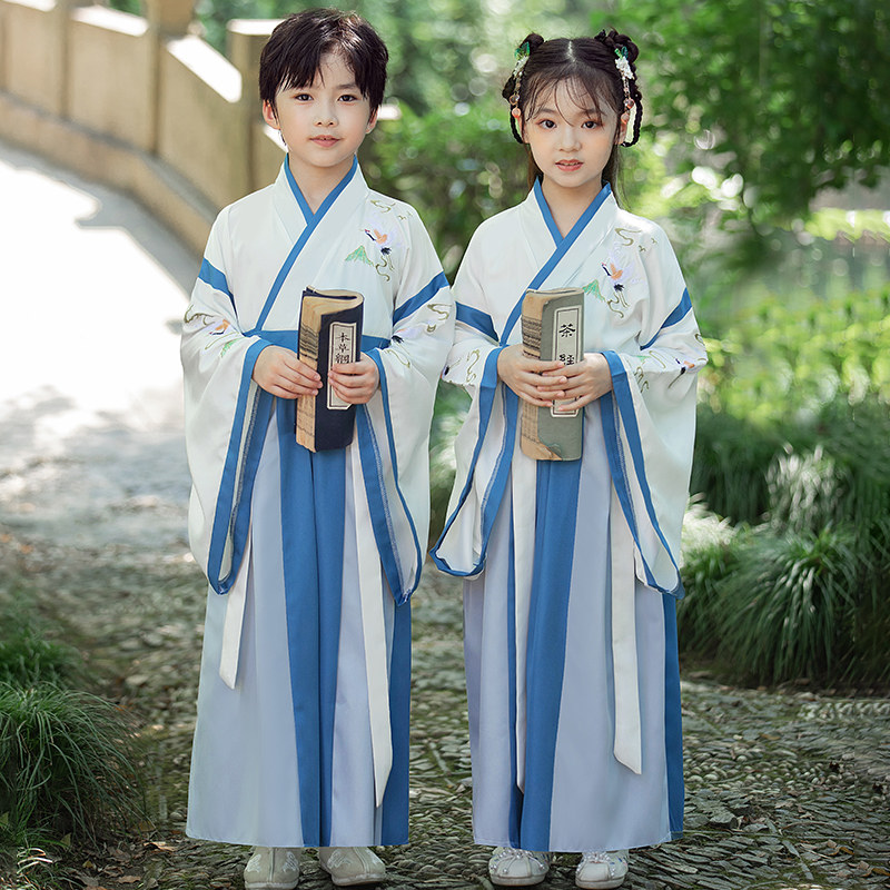 国学服装儿童汉服男童中国风书童古装国庆节演出服小学生表演服女