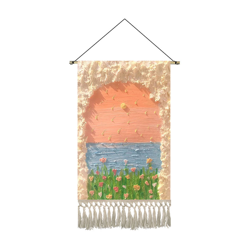 简约温馨油画挂画布艺卧室装饰画儿童房挂布女孩宿舍挂毯定制画布图片