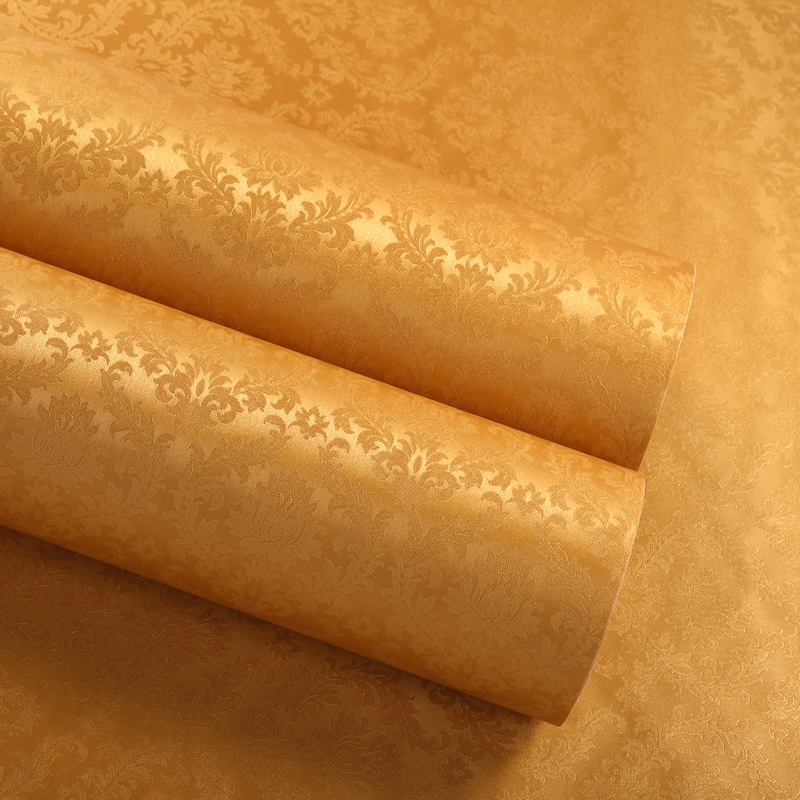 加厚金色自粘墙纸欧式花防水防潮客厅卧室背景网红自贴贴壁纸装饰