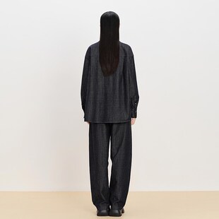 【轻松套装】AUM噢姆2024年冬季新款闪光金葱牛仔上衣直筒裤女款