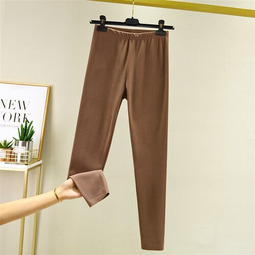 德绒无痕发热打底裤女秋冬高腰双面绒加厚秋裤内穿紧身加绒保暖裤