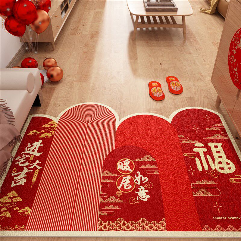 喜庆红地毯门外新年进门垫门口入门户地垫可擦免洗pvc脚垫可裁剪