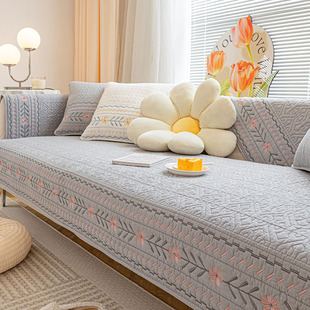 纯棉沙发垫四季通用小清新原木皮沙发套罩盖巾奶油风沙发坐垫夏天