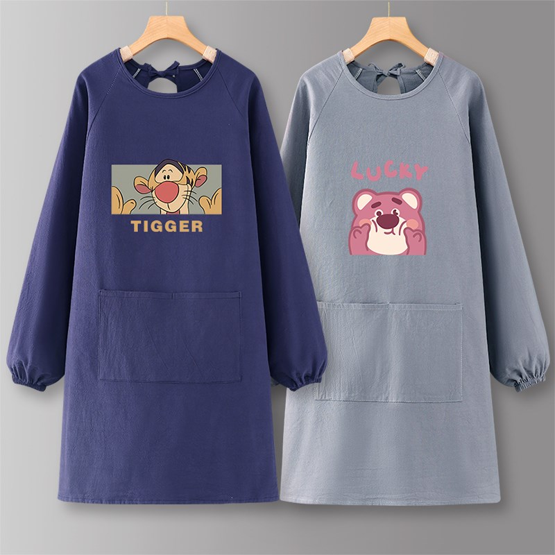 罩衣女新款围裙厨房家用长袖纯棉可爱2024网红定制logo印字工作服