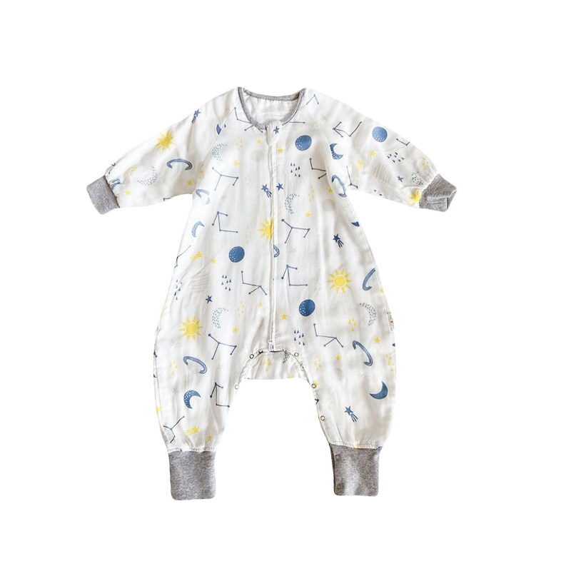 玉米ma推荐四季亲肤竹棉纱布宝宝睡袋 长袖防踢被 分腿双向拉链