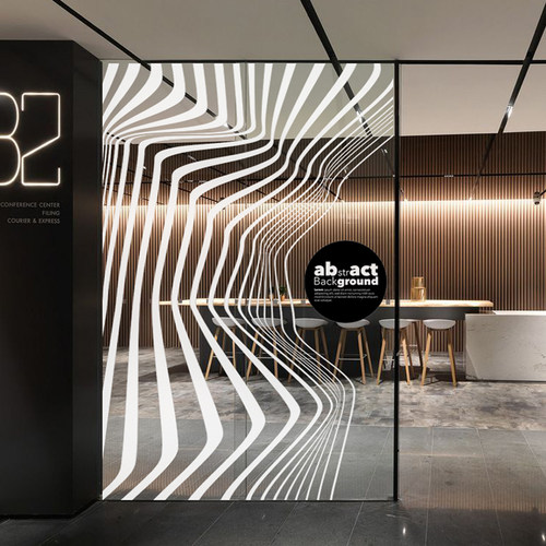黑白抽象简约纹理隔断装饰静电玻璃贴纸办公室磨砂贴公司LOGO定制