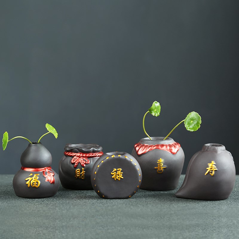 紫砂指尖小茶宠摆件精品可爱创意可养禅意迷你小花器花瓶茶具配件