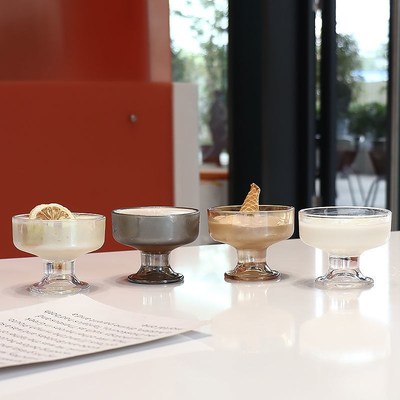 玻璃高脚冰激凌杯怎么挑商用迷你diy冰淇淋杯子小蝶子盘家用网红