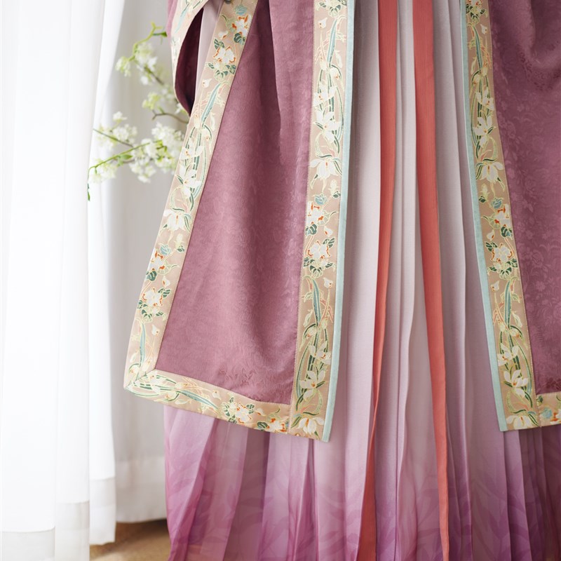 无贰集梅子酿 宋制提花全缘边褙子 暗纹吊带渐变百迭裙春夏汉服