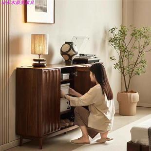 柜简约日式 北欧黑胡桃木实木鞋 家用玄关储物多层大容量收纳柜