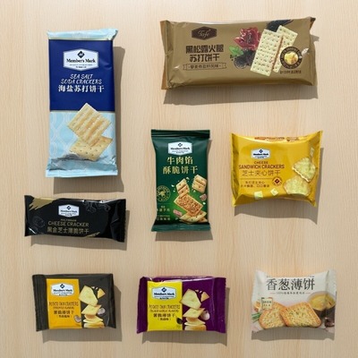 山姆代购黑松露火腿苏打饼干芝士夹心海盐牛肉馅薯脆黑金超市分装