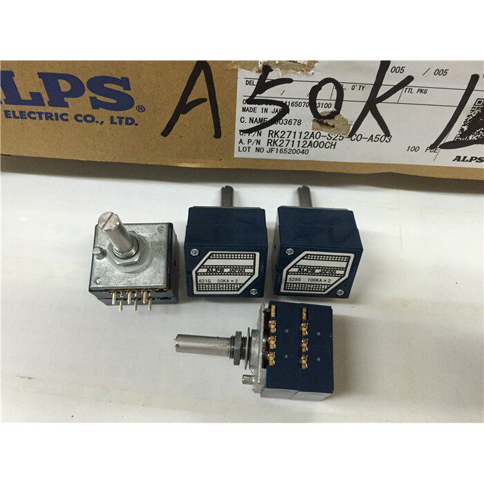日本ALPS RK27 双联音量电位器 A50K  A100K 阿尔卑斯 25圆柄 6脚