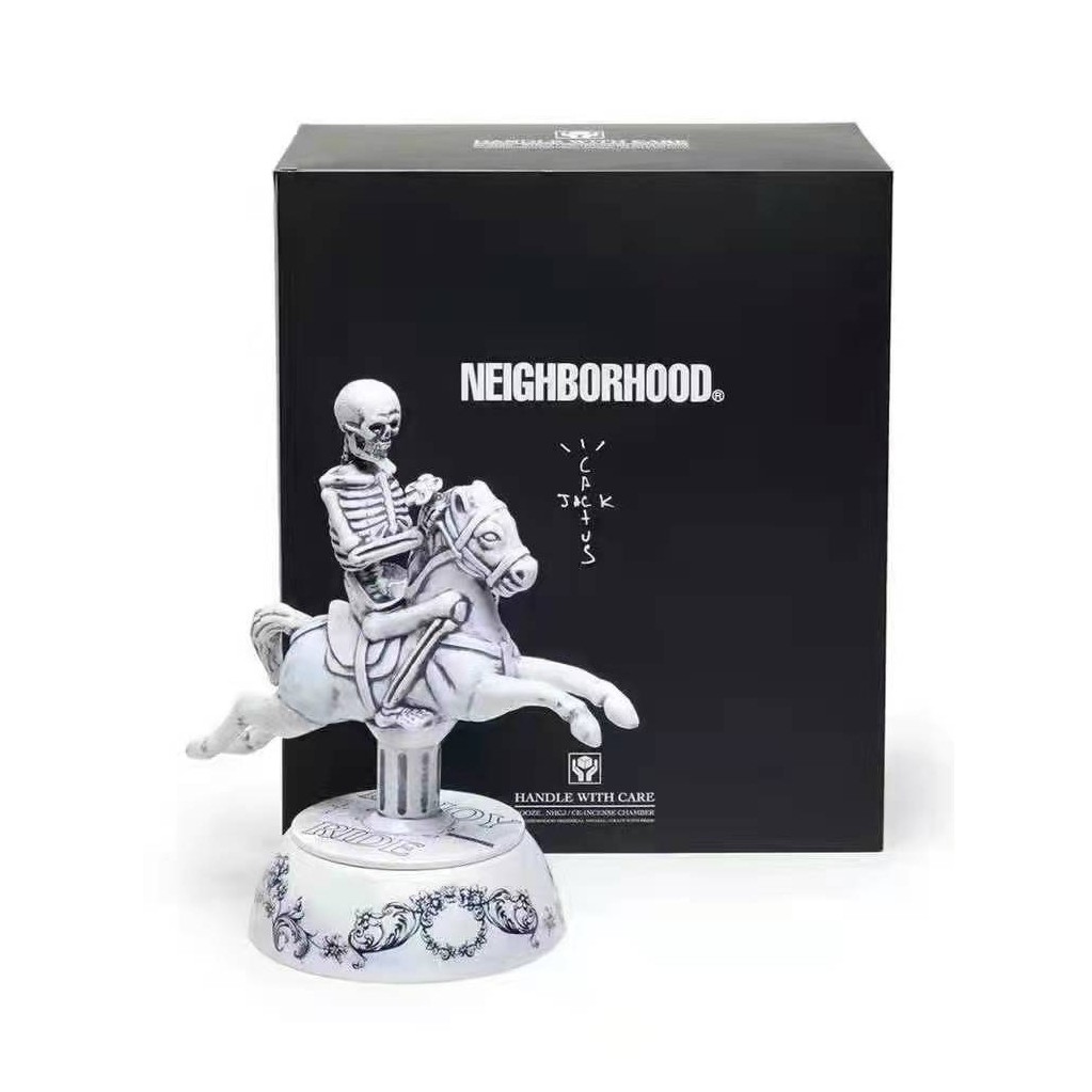 NBHD FUTURA联名骷髅头马潮牌陶瓷香熏炉 Neighborhood潮流摆件