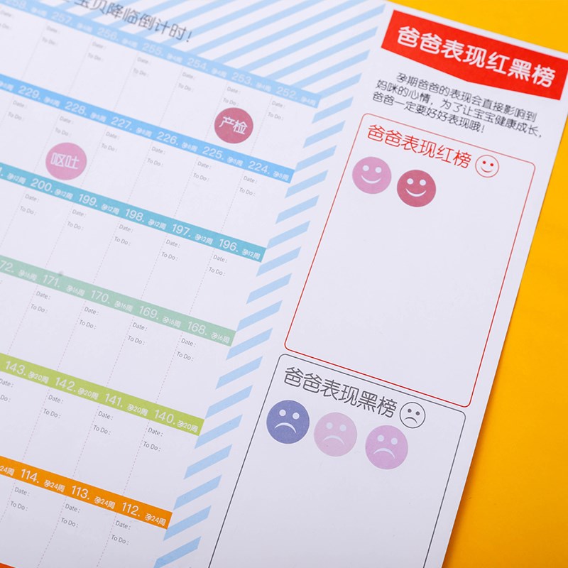 孕期日程表生产行程安排计划表产检待产周期记录孕检收纳册