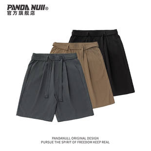 PandaNull高级垂感短裤2025夏季宽松弹力五分裤运动百搭纯色裤子