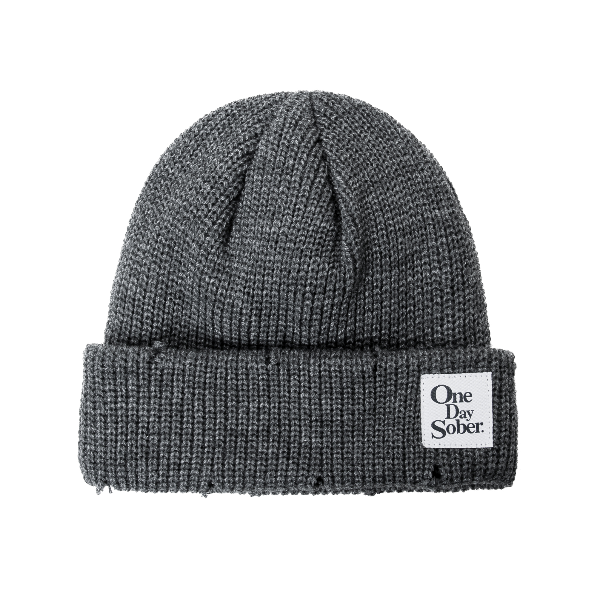 OneDaySober徽标破洞针织冷帽