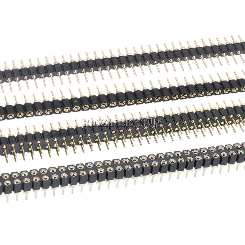 1.27/2.0/2.54mm圆孔圆针排母排针连接器单双排40pin镀金镀锡50P