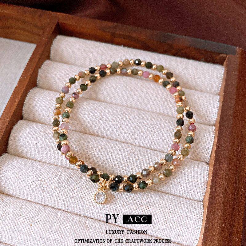 女层叠电镀双手链锆石民族风手环