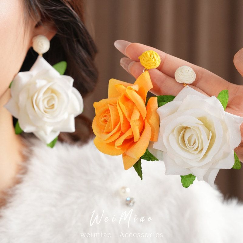 清新女钢针轻奢花朵耳环甜美耳饰