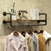 童装 女装 衣服货架 店展示架上墙侧挂双层覆古水管男装 高档实木服装