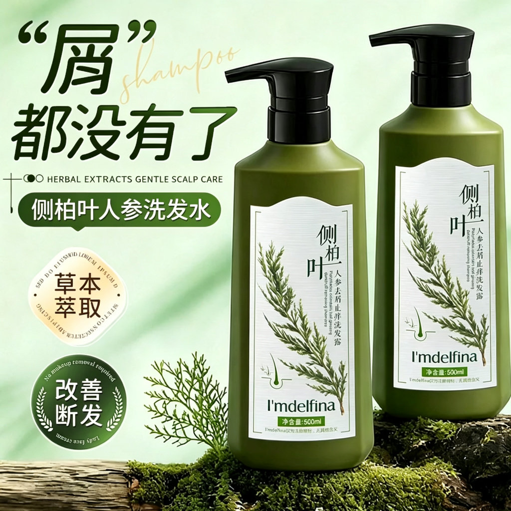 侧柏叶人参洗发水改善毛躁氨基酸控油蓬松去屑止痒正品官方洗发露图片