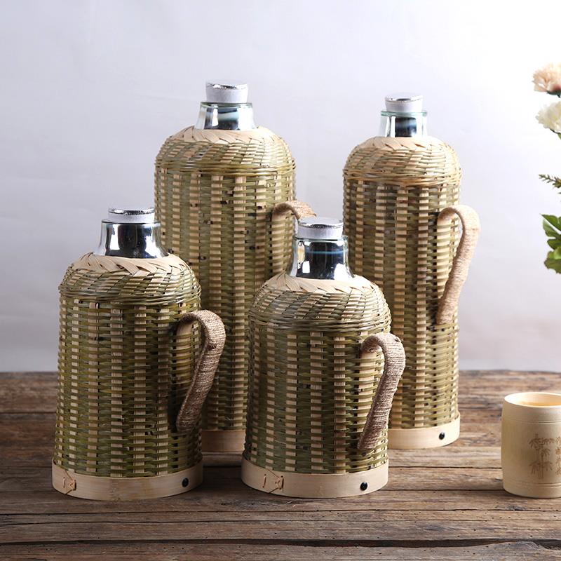 便携竹编热水瓶热水壶暖瓶开水瓶竹外壳怀旧茶室软木塞复古保温瓶