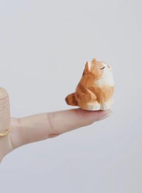 OHE 情人节礼物迷你猫小摆送女友木雕摆件治愈系可爱动物集合