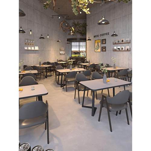 快餐店桌椅商用餐厅饭店奶茶店餐桌椅组合网红餐饮专用长方形桌子