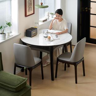 岩板方桌可变圆桌正方形家用小户型折叠餐桌现代简约轻奢桌子两用