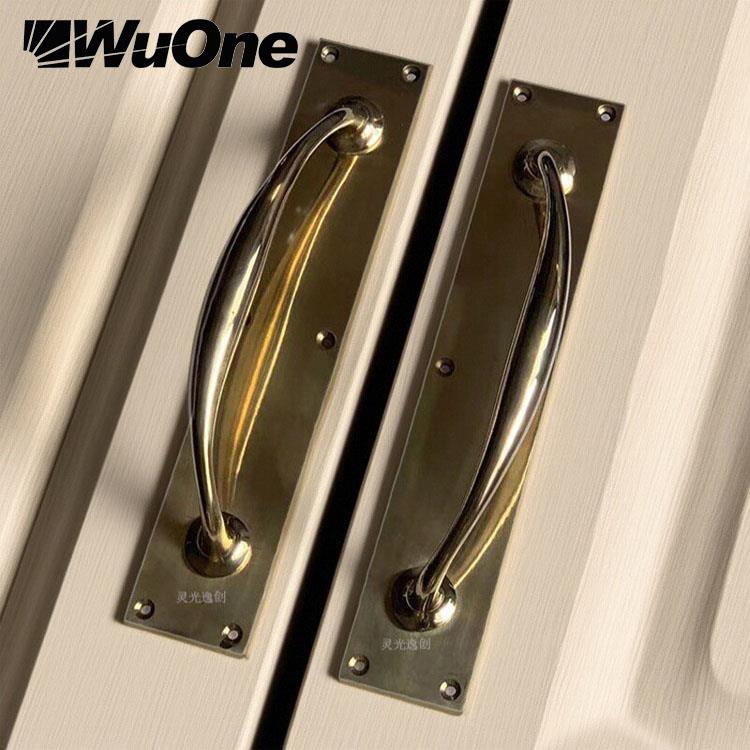 中古wuone灵光逸创黄铜复古入户门把手轻奢别墅酒店一对大门拉手