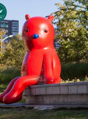 玻璃钢厂家定制小品 商业街卡通术艺品户外广场小熊 景观雕塑摆件