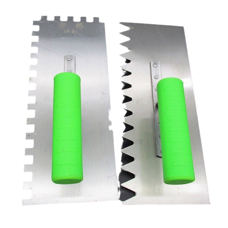 锯齿抹子抹灰刀泥工工具大全瓦工贴瓷砖工具铁板带齿抹泥刀不锈钢