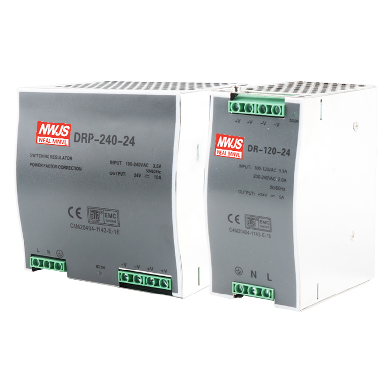 明伟导轨式DRP-240开关电源DR-120-24EV5A12V10A48V2A卡轨安装直