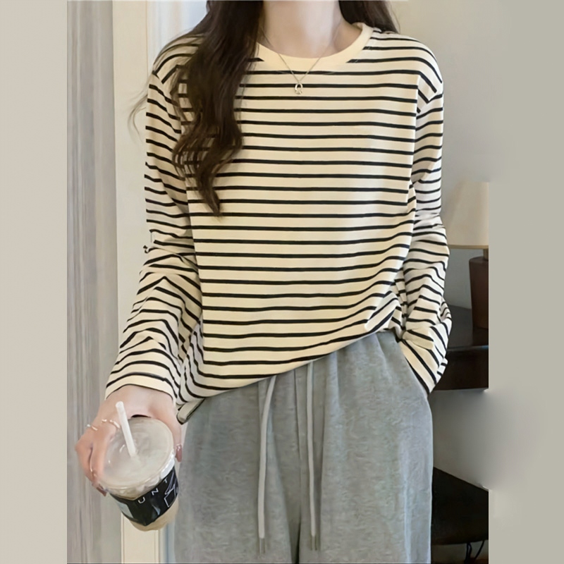 2025年新款纯棉条纹长袖T恤