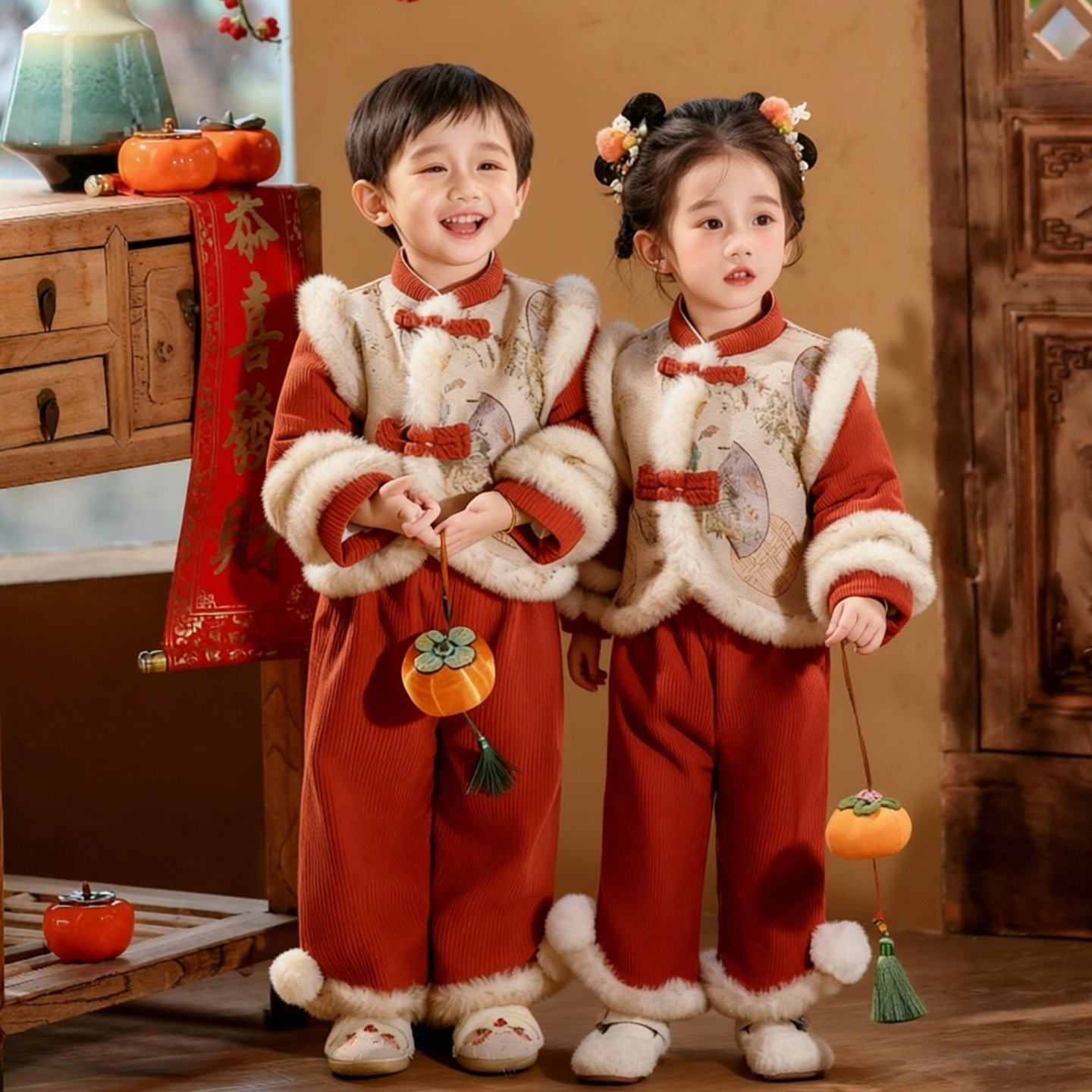 礼服中国风加绒拜年服周岁新年