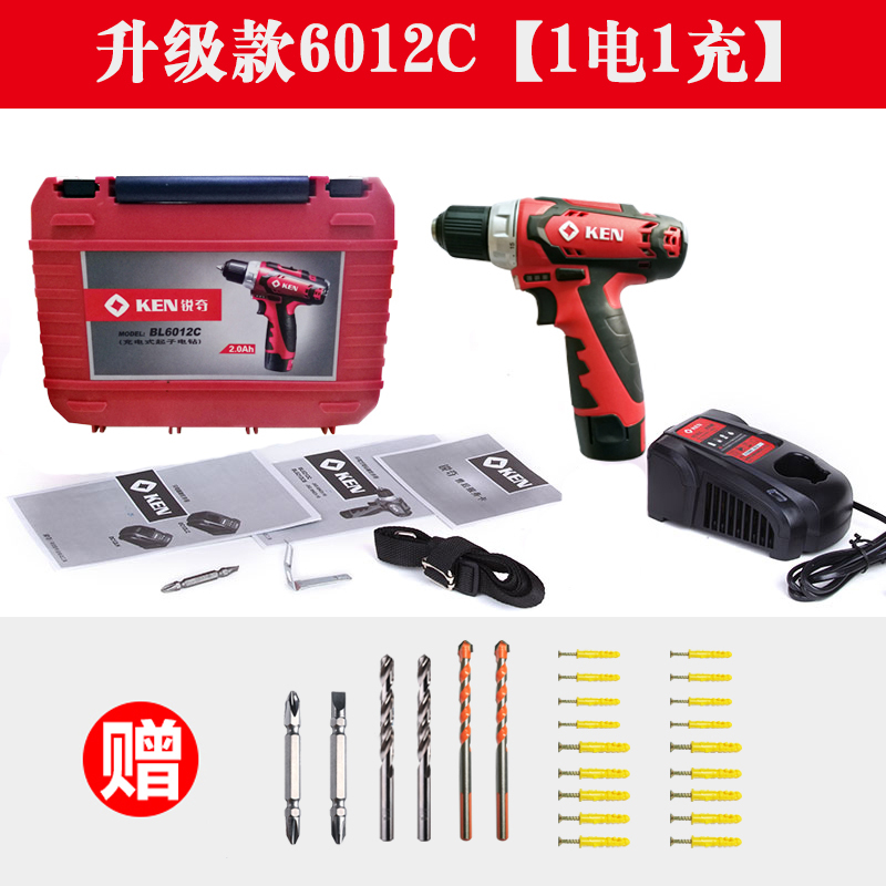 KEN锐奇7212无刷锂电钻充电钻家用多功能手电钻电动螺丝刀6012C